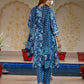 Jaitpuriya Women Blue Pure Cotton Straight Kurta bottom Dupatta set