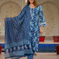 Jaitpuriya Women Blue Pure Cotton Straight Kurta bottom Dupatta set