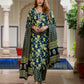Jaitpuriya Women Teal Blue Pure Cotton Straight Kurta bottom Dupatta set