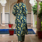 Jaitpuriya Women Teal Blue Pure Cotton Straight Kurta bottom Dupatta set