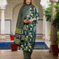 Jaitpuriya Women Teal Blue Pure Cotton Straight Kurta bottom Dupatta set