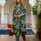 Jaitpuriya Women Teal Blue Pure Cotton Straight Kurta bottom Dupatta set