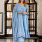 Jaitpuriya Women Blue Pure Cotton Anarkali Kurta Bottom Dupatta set
