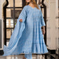 Jaitpuriya Women Blue Pure Cotton Anarkali Kurta Bottom Dupatta set
