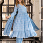 Jaitpuriya Women Blue Pure Cotton Anarkali Kurta Bottom Dupatta set