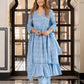 Jaitpuriya Women Blue Pure Cotton Anarkali Kurta Bottom Dupatta set