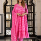 Jaitpuriya Women Pink Pure Cotton Anarkali Kurta Bottom Dupatta set