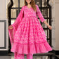 Jaitpuriya Women Pink Pure Cotton Anarkali Kurta Bottom Dupatta set