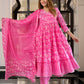 Jaitpuriya Women Pink Pure Cotton Anarkali Kurta Bottom Dupatta set