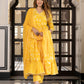 Jaitpuriya Women Yellow Pure Cotton Anarkali Kurta Bottom Dupatta set