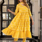 Jaitpuriya Women Yellow Pure Cotton Anarkali Kurta Bottom Dupatta set