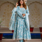 Jaitpuriya Women Blue Pure Cotton Anarkali Kurta Bottom Dupatta set