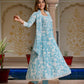 Jaitpuriya Women Blue Pure Cotton Anarkali Kurta Bottom Dupatta set