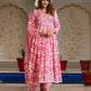 Jaitpuriya Women Pink Pure Cotton Anarkali Kurta Bottom Dupatta set