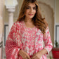 Jaitpuriya Women Pink Pure Cotton Anarkali Kurta Bottom Dupatta set