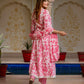 Jaitpuriya Women Pink Pure Cotton Anarkali Kurta Bottom Dupatta set