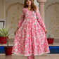 Jaitpuriya Women Pink Pure Cotton Anarkali Kurta Bottom Dupatta set
