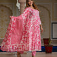 Jaitpuriya Women Pink Pure Cotton Anarkali Kurta Bottom Dupatta set