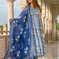 Jaitpuriya Women Navy Blue Pure Cotton Anarkali Kurta Bottom Dupatta set