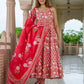 Jaitpuriya Women Pink Pure Cotton Anarkali Kurta Bottom Dupatta set