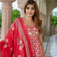 Jaitpuriya Women Pink Pure Cotton Anarkali Kurta Bottom Dupatta set