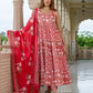 Jaitpuriya Women Pink Pure Cotton Anarkali Kurta Bottom Dupatta set