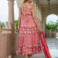 Jaitpuriya Women Pink Pure Cotton Anarkali Kurta Bottom Dupatta set