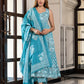 Jaitpuriya Women Sky Blue Pure Cotton Anarkali Kurta Bottom Dupatta set