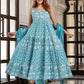 Jaitpuriya Women Sky Blue Pure Cotton Anarkali Kurta Bottom Dupatta set