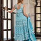 Jaitpuriya Women Sky Blue Pure Cotton Anarkali Kurta Bottom Dupatta set