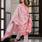 Jaitpuriya Women Red Pure Cotton Straight Kurta Bottom Dupatta set
