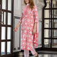 Jaitpuriya Women Red Pure Cotton Straight Kurta Bottom Dupatta set