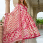 Jaitpuriya Women Pink And Cream Pure Cotton Anarkali Kurta Bottom Dupatta set