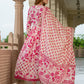 Jaitpuriya Women Pink And Cream Pure Cotton Anarkali Kurta Bottom Dupatta set