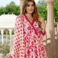 Jaitpuriya Women Pink And Cream Pure Cotton Anarkali Kurta Bottom Dupatta set