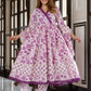 Jaitpuriya Women Purple And Cream Pure Cotton Anarkali Kurta Bottom Dupatta set