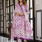 Jaitpuriya Women Purple And Cream Pure Cotton Anarkali Kurta Bottom Dupatta set
