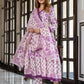 Jaitpuriya Women Purple And Cream Pure Cotton Anarkali Kurta Bottom Dupatta set