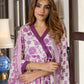 Jaitpuriya Women Purple And Cream Pure Cotton Anarkali Kurta Bottom Dupatta set