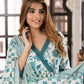 Jaitpuriya Women Teal Green And Cream Pure Cotton Anarkali Kurta Bottom Dupatta set
