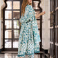 Jaitpuriya Women Teal Green And Cream Pure Cotton Anarkali Kurta Bottom Dupatta set