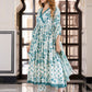 Jaitpuriya Women Teal Green And Cream Pure Cotton Anarkali Kurta Bottom Dupatta set
