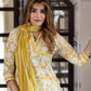 Jaitpuriya Women Mustard And Off White Pure Cotton Straight Kurta Bottom Dupatta set