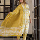 Jaitpuriya Women Mustard And Off White Pure Cotton Straight Kurta Bottom Dupatta set