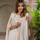 Jaitpuriya Women White Pure Cotton Anarkali Kurta Bottom Dupatta set