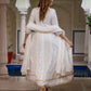 Jaitpuriya Women White Pure Cotton Anarkali Kurta Bottom Dupatta set