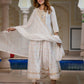 Jaitpuriya Women White Pure Cotton Anarkali Kurta Bottom Dupatta set