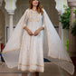 Jaitpuriya Women White Pure Cotton Anarkali Kurta Bottom Dupatta set