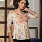 Jaitpuriya Women Orange And Off White Floral Print Peplum TOP