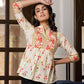 Jaitpuriya Women Orange And Off White Floral Print Peplum TOP